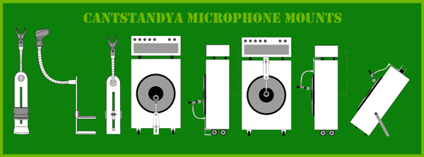 Digram showing some of the ways a CANTSTANDYA Microphone mount can be used